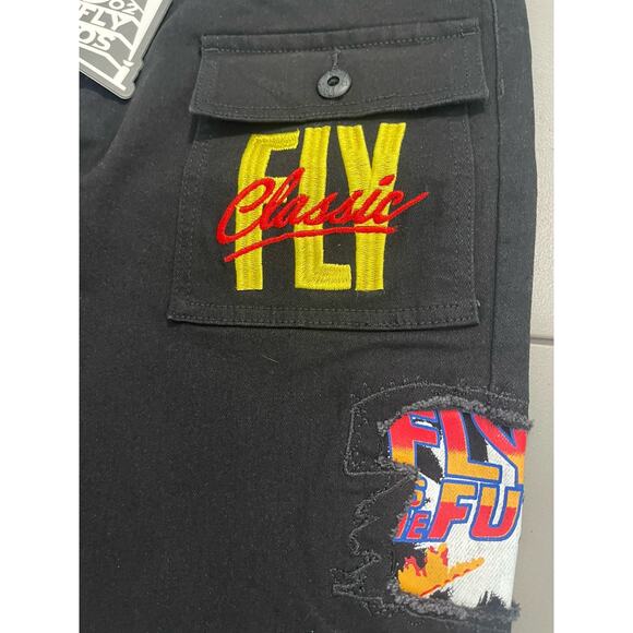 NWT Born Fly Jeans Mens Size 36 Distressed Embroidered Black Patchwork Denim - Picture 3 of 10